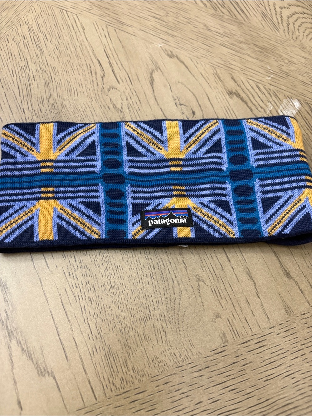 Patagonia Navy, Blue & Yellow Geometric Knit Headband